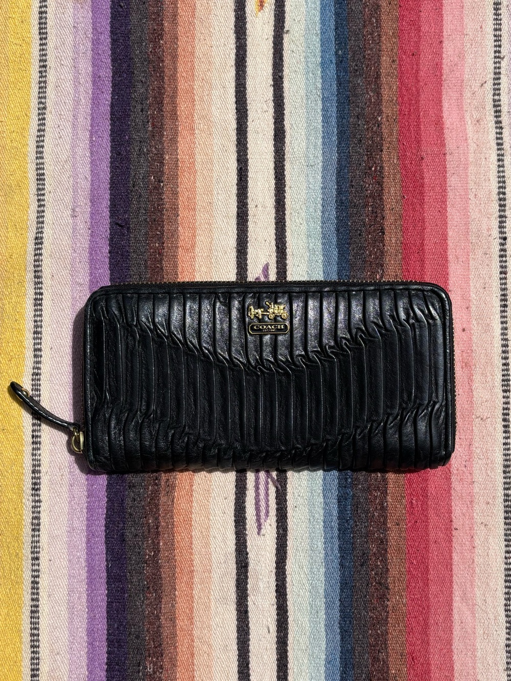 Coach Madison Black Leather Zip Wallet 8x4”
